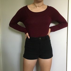 Maroon and black striped long sleeve